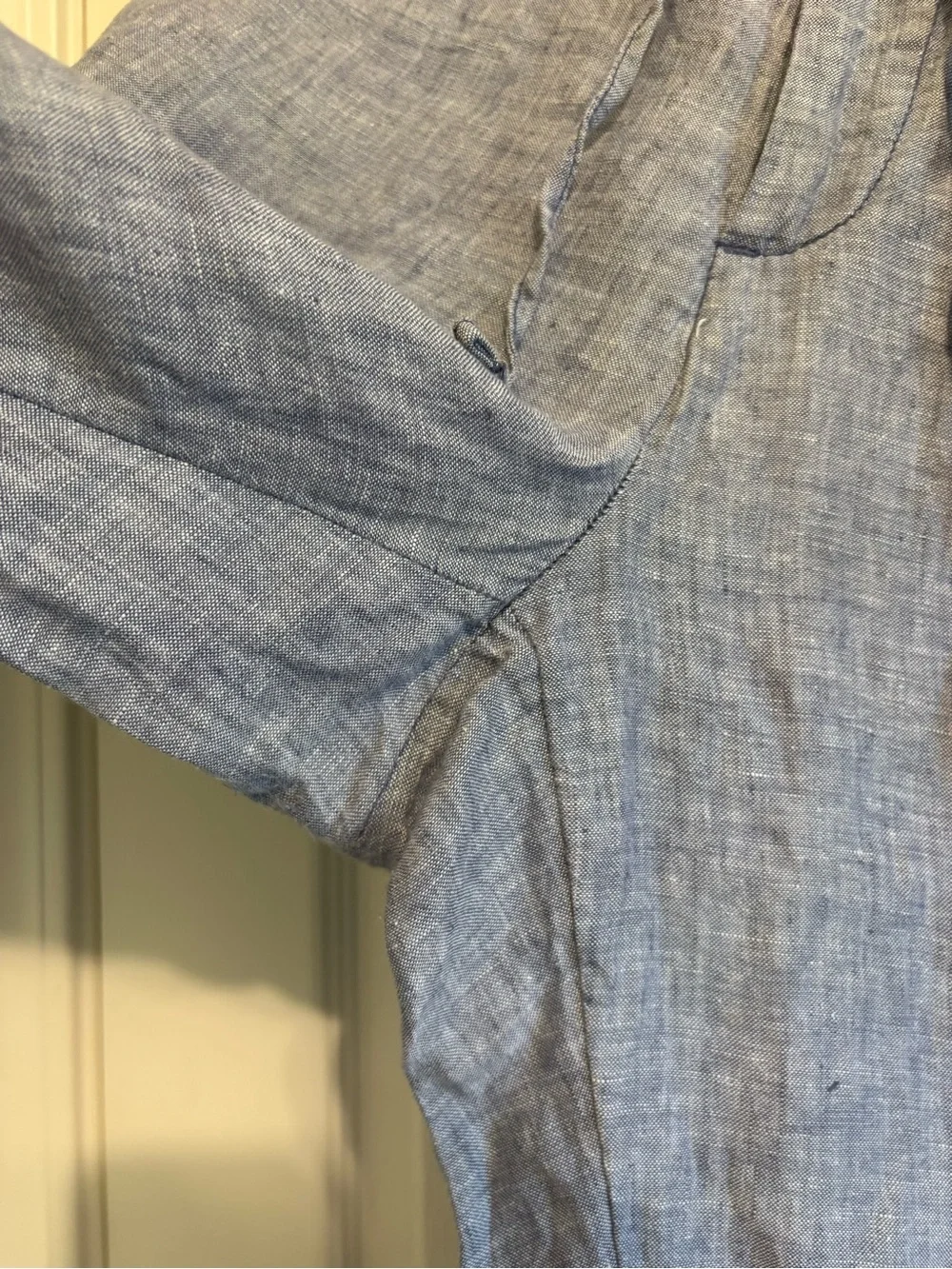 H&M Men's Lightweight Linen Drawstring Pants - Blue Sz US- 36R